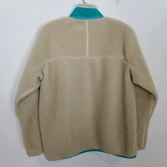 Patagonia Classic Retro-X Fleece Jacket Kids XL 14 Beige Teal Zip up Outdoor